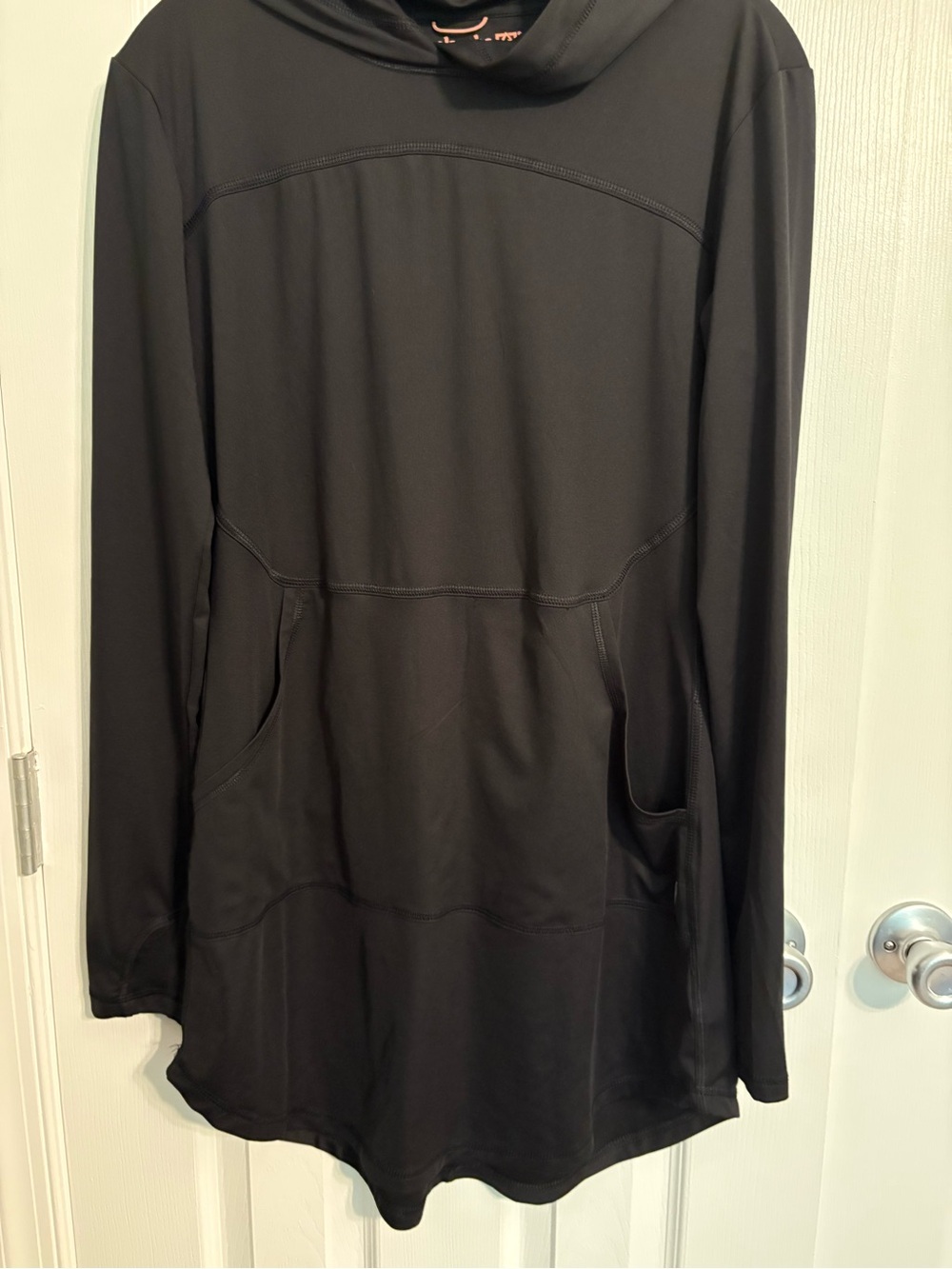 Avalanche Black Hoodie dress  with Coral Logo Print